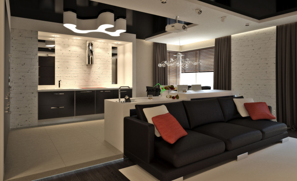 Дизайн гостиной, совмещенной с кухней