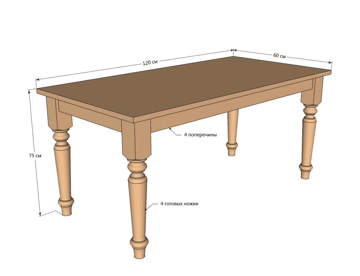 Схема кухонного стола