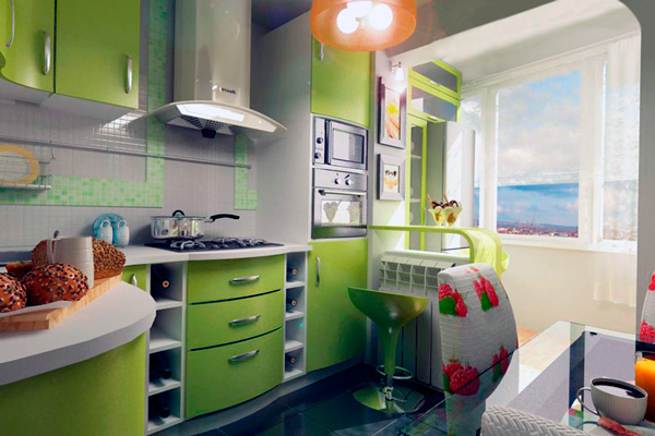Кухня с балконом: дизайн интерьера и оригинальные решения планировки с фото